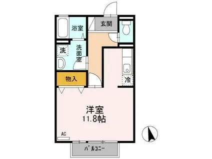 モンシャトー(ワンルーム/1階)の間取り写真