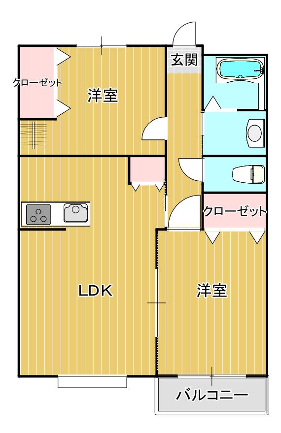 シャンボール・ド・クレ A棟(2LDK/1階)の間取り写真