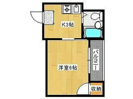 仲之町ラバーズハウス(1K/4階)の間取り写真