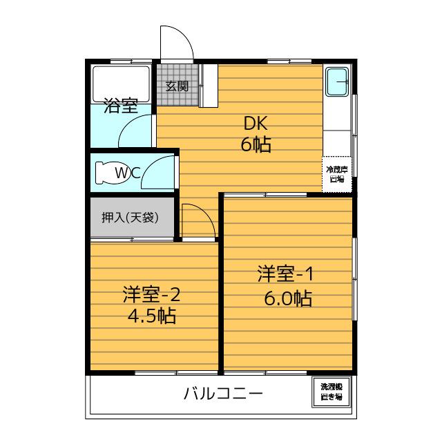 メゾン聖武(2DK/1階)の間取り写真