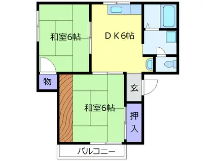 小谷ハイツ(2DK/2階)の間取り写真