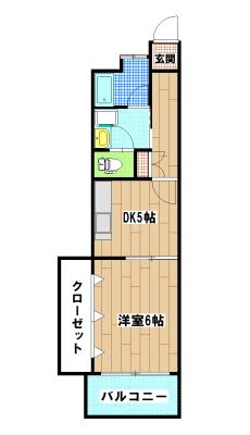 三愛荒江マンション(1DK/1階)の間取り写真