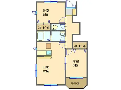 サンパティックM(2LDK/1階)の間取り写真