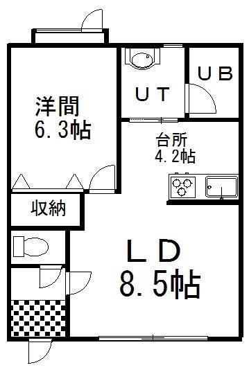 プランドール文苑(1LDK/1階)の間取り写真