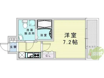 メインステージ西天満TS SQUARE(1K/12階)の間取り写真