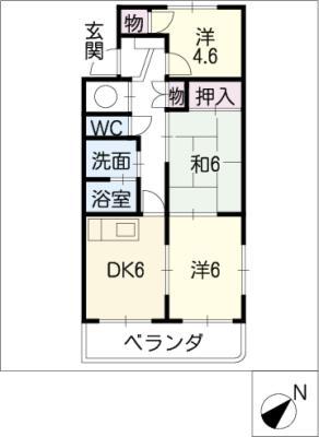 ノースベル(3DK/4階)の間取り写真