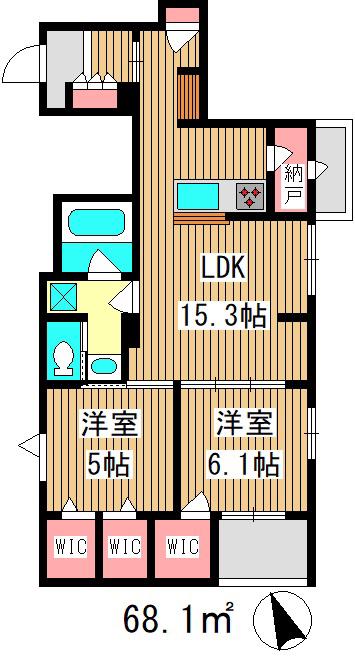 HACK BERRY(2LDK/2階)の間取り写真