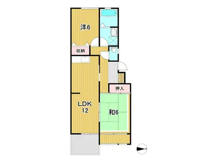 大みかロイヤルパーク(2LDK/2階)の間取り写真