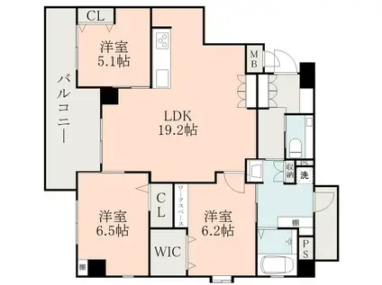 ラ・シック四季美(3LDK/1階)の間取り写真