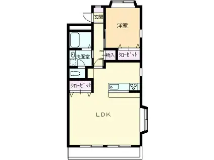 キララ25(1LDK/3階)の間取り写真
