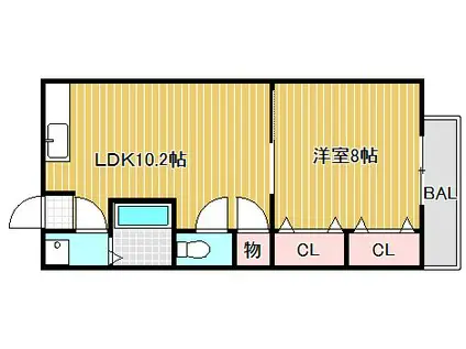 イワタハイツ(1LDK/2階)の間取り写真