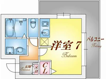 クレアドル須磨(1K/4階)の間取り写真