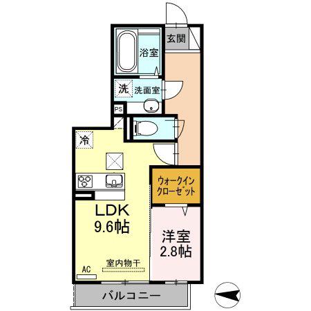 カーササクラ(1LDK/1階)の間取り写真