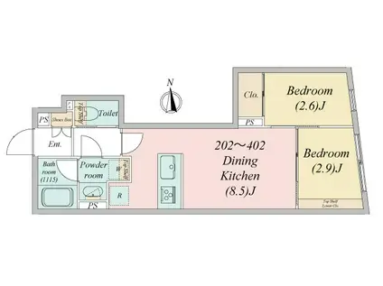 GRANDE IKEBUKURO HONCHO(2DK/3階)の間取り写真