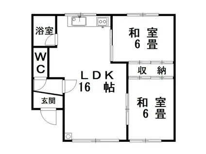 JR根室本線 釧路駅 バス乗車時間:30分 最寄りバス停で下車 徒歩2分 2階建 築35年(2LDK/1階)の間取り写真