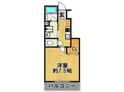 ハートフル道場南口(1K/1階)の間取り写真