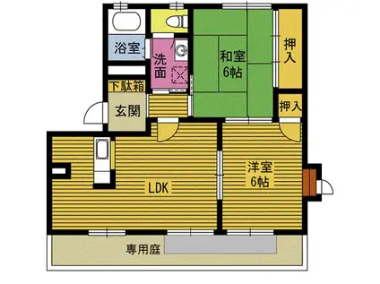 シャルマンZ(2LDK/1階)の間取り写真