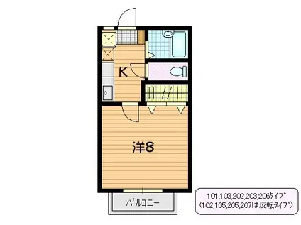 LAPIS RURI(1K/2階)の間取り写真