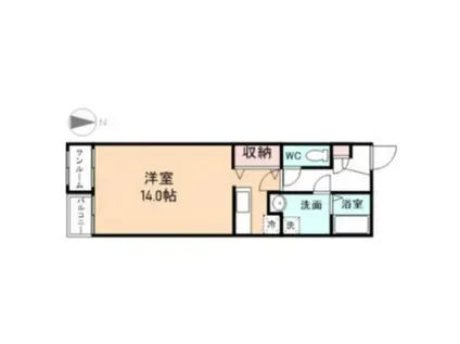 エクセルヒルズ C棟(ワンルーム/2階)の間取り写真