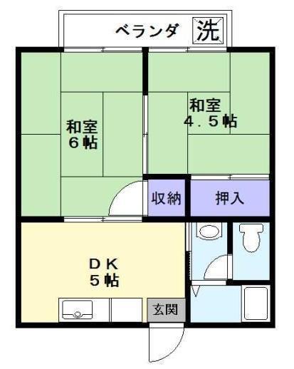 かたやまハイツ(2DK/1階)の間取り写真