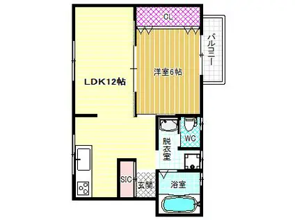 第1コーポ平野(1LDK/2階)の間取り写真