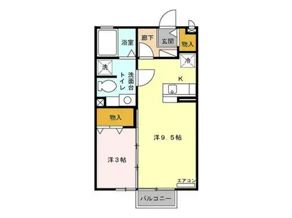 ヴェルデ・ナチュールII B(1LDK/2階)の間取り写真