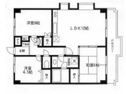 秋本ビル(3LDK/3階)の間取り写真