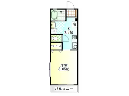 セレーノ(1K/1階)の間取り写真