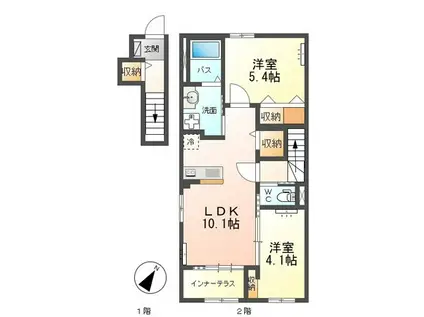 リバティコートH&M V(2LDK/2階)の間取り写真