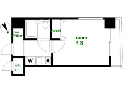 スカイコート世田谷用賀第2(1K/3階)の間取り写真