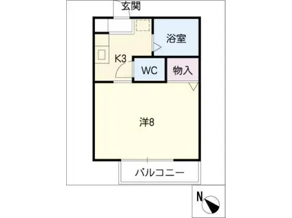 リヴェール鈴鹿C棟(1K/1階)の間取り写真