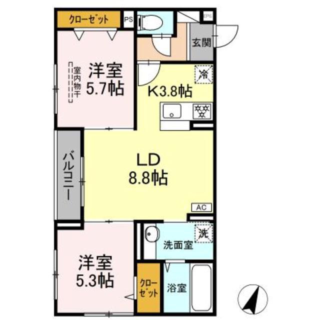 プランドール鷺宮(2LDK/2階)の間取り写真