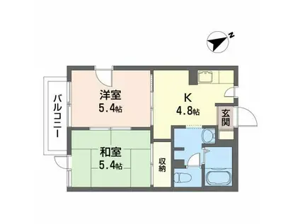 シーサイドハイツ藤の川(2K/1階)の間取り写真