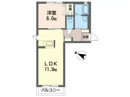 カーサ ブランカ(1LDK/2階)の間取り写真