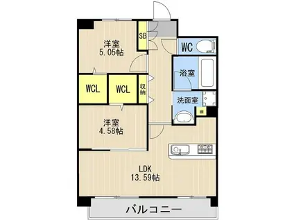 LIBTH光の森II(2LDK/2階)の間取り写真