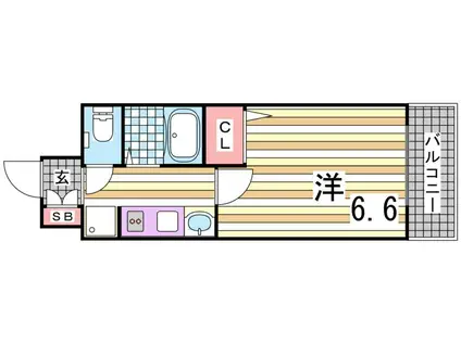 エステムコート三宮イーストIIリベルテ(1K/6階)の間取り写真