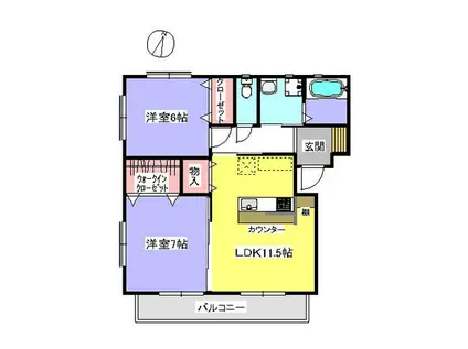 カンパウ佐藤(2LDK/2階)の間取り写真