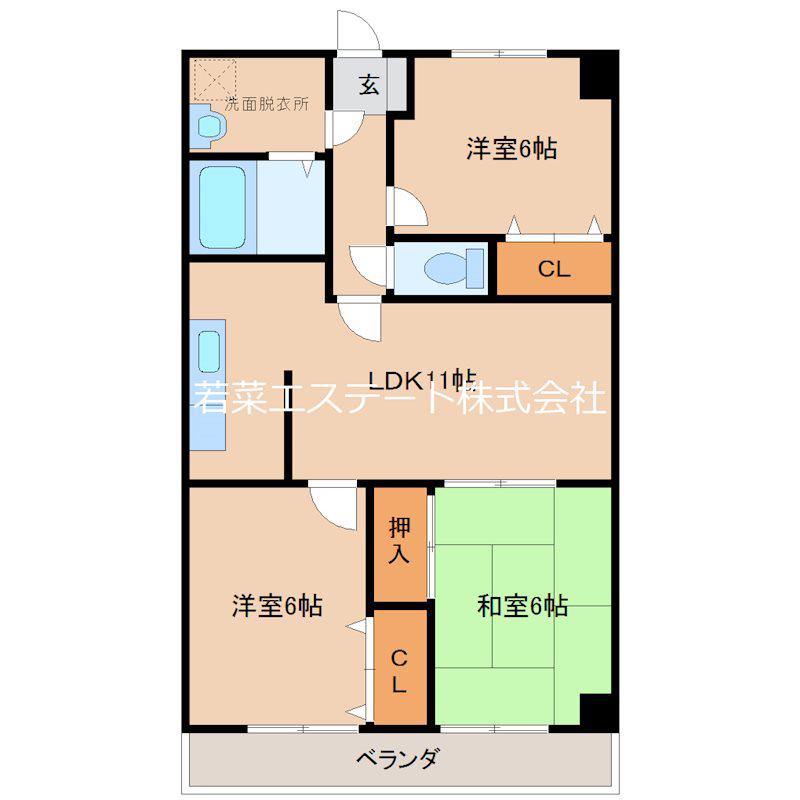 レジデンス高屋敷(3LDK/3階)の間取り写真