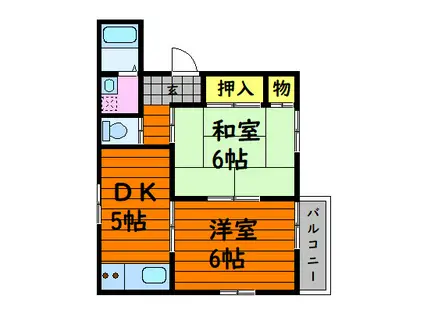リバティ安原(2DK/1階)の間取り写真