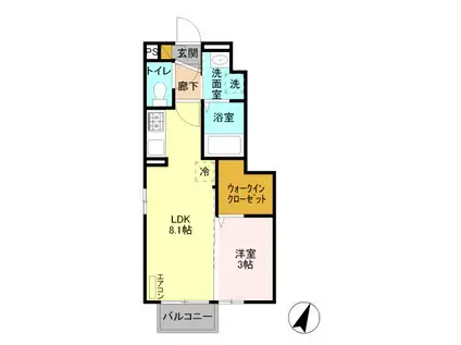 メゾン・ル・ジュネス(1LDK/1階)の間取り写真