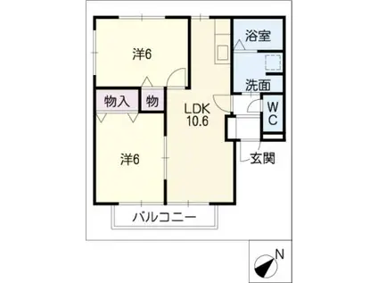 サジタリウス岩屋B棟(2LDK/1階)の間取り写真