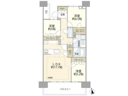 HARUMI FLAG SUN VILLAGE E棟(3LDK/4階)の間取り写真