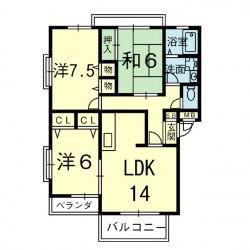サンビレッジ平成A棟(3LDK/1階)の間取り写真