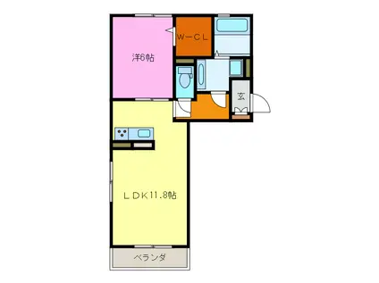 伊勢鉄道 玉垣駅 徒歩22分 3階建 築9年(1LDK/1階)の間取り写真