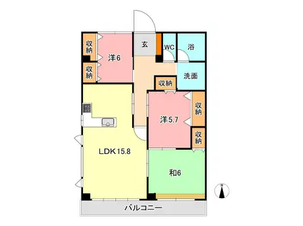 ファミーユ(3LDK/1階)の間取り写真