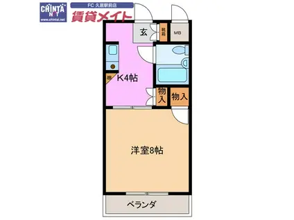 エレボールII(1K/2階)の間取り写真