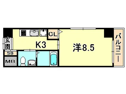 ビエンベスティード(1K/5階)の間取り写真