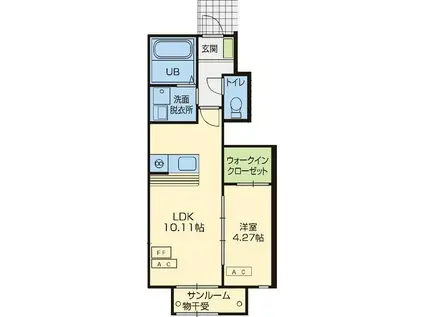 WILL(1LDK/1階)の間取り写真