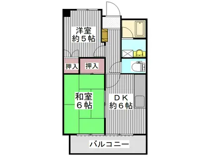 メゾン竹内(2DK/6階)の間取り写真