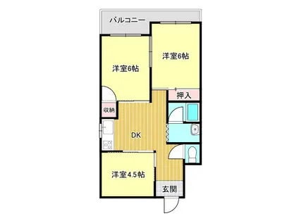 ハイツ キーパル(3DK/3階)の間取り写真